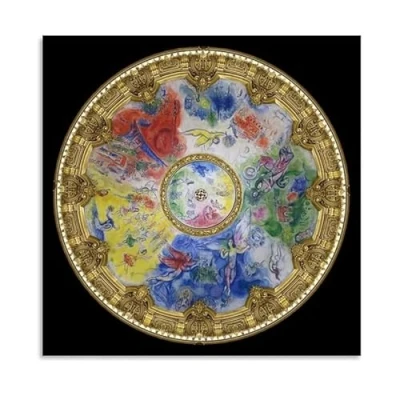 Abbildung von HKAHF AJWUQ Marc Chagall Poster《 Die Pariser Oper》Gemälde Decke Leinwand Wandkunst Drucke für Zuhause Bild Dekor 20x20cm Kein Rahmen