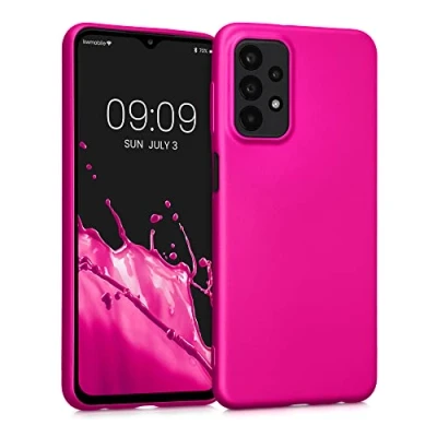 Abbildung von kwmobile Case kompatibel mit Samsung Galaxy A23 4G / 5G Hülle Schutzhülle aus Silikon metallisch schimmernd Handyhülle Metallic Pink