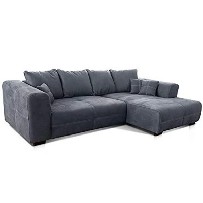 Abbildung von Cavadore Ecksofa Mavericco / XXL Eckcouch Inkl. Rückenkissen und Zierkissen Longchair rechts Industrial Style 285 x 69 170 (BxHxT) Mikrofaser Grau