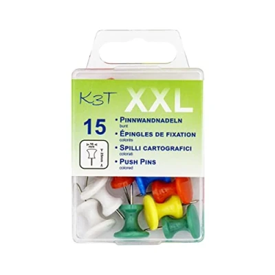 Abbildung von K3T Pinnwandnadeln XXL bunt 15er Packung, Art. Nr. 48354