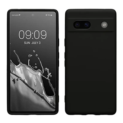 Abbildung von kwmobile Handyhülle kompatibel mit Google Pixel 7a Hülle Handy Case aus weichem Silikon in Schwarz matt