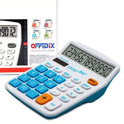 Abbildung von OFFIDIX Office Desktop Rechner, Solar und Akku Dual Power Elektronischer Taschenrechner Portable 12 Digit Große LCD Display Blau