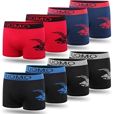 Abbildung von L&amp;K 8er Pack Jungen Boxershorts ab 7 Jahre alt Retroshorts Herren Mikrofaser bequem ohne störende Seitennähte Adler 1209 L/XL