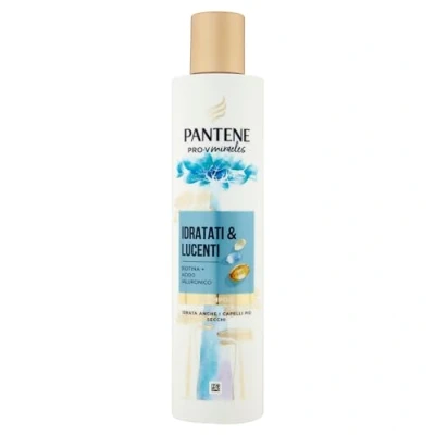 Abbildung von Pantene Feuchtigkeitsspendendes &amp; glänzendes Shampoo mit Biotin, 250 ml. Pro V Miracles für trockenes und geschädigtes Haar, Hyaluronsäure, speichert die Feuchtigkeit.