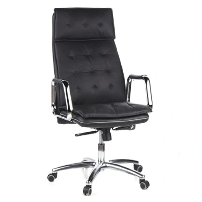 Abbildung von hjh OFFICE 600920 Chefsessel Bürostuhl Villa 20 Nappaleder Schwarz Büro Sessel mit hoher Rückenlehne