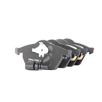 Abbildung von RIDEX 402B0105 Bremsbelagsatz Vorderachse Low Metallic inkl. Verschleißwarnkontakt mit Kolbenclip, Anti Quietsch Blech