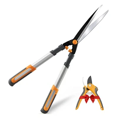 Abbildung von AIRAJ Heckenschere 60cm,leichter Heckenscheren, Für Form und Rückschnitt von Hecken,Gehärtete Stahl Klingen/antihaftbeschichtet/Softgrip Funktion,Professionell manuell mit Wellenschliff