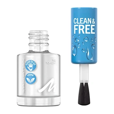 Abbildung von Manhattan Clean und Free Nail Polish, Fb. 150 Oxygen Wave, atmungsaktiver Nagellack, vegan, 8 ml