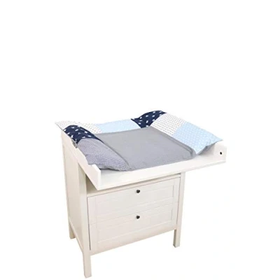Abbildung von ULLENBOOM ® Wickelauflagenbezug Blau Hellblau Grau 85x75 cm (Made in EU), Bezug mit Hotelverschluss, 100% Baumwolle