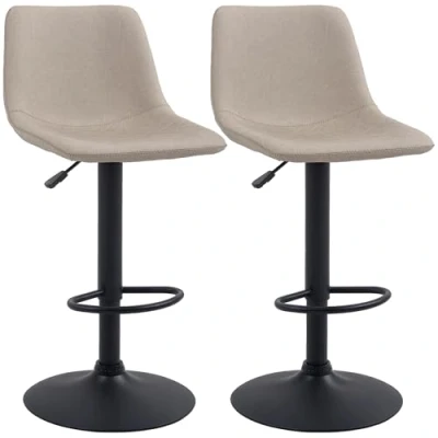 Abbildung von HOMCOM 2er Set Barhocker, Bistrohocker mit Fußstütze, Drehbar Barstuhl, Höhenverstellbar Küchenhocker Kunstlederbezug, für Wohnzimmer, Esszimmer, Beige