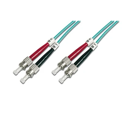 Abbildung von DIGITUS DK 2511 01/3 Glasfaserkabel OM3 1 m ST zu Duplex LWL Kabel 1/10/40/100 Gbit/s MM Multimode Glasfaser LAN Fasertyp: 50/125 µ Türkis (Aqua)