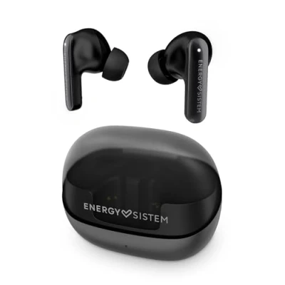 Abbildung von Energy Sistem Serenity ANC True Wireless Kopfhörer mit Geräuschunterdrückung (4 Mikrofone, Bluetooth 5.3, recycelter Kunststoff, 25 Stunden Akkulaufzeit, IPX4 Zertifiziert) (schwarz)