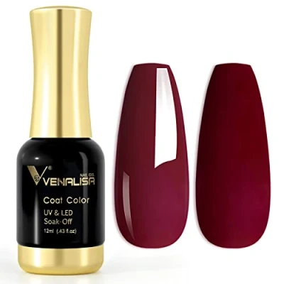 Abbildung von VENALISA UV Nagellack Gellack Weinrot farben,Gel Nail Polish Soak Off Nägel Farbgel Kit Wind Red Gel für Nageldesign Maniküre 12ml