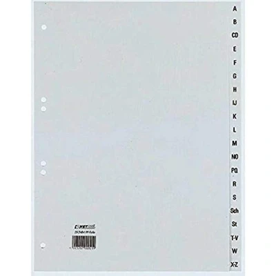 Abbildung von Rexel Ordnerregister A Z Register aus PP, A4 überbreit, 246 x 297 mm, 20 Blatt, 1 Stück, grau
