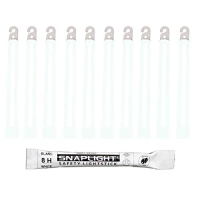 Abbildung von Cyalume SnapLight Knicklichter in weiß (10 er Pack) 15 cm Glow Sticks mit Haken am Ende ultra helle Light einer Leuchtdauer von 8 Stunden