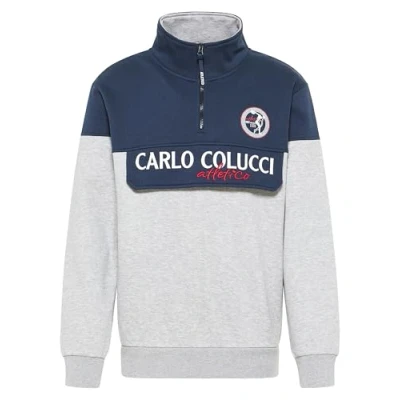 Abbildung von Carlo Colucci Atletico Troyer DE PIAN Sweatshirt, Herren, Größe: XXL, Grau meliert