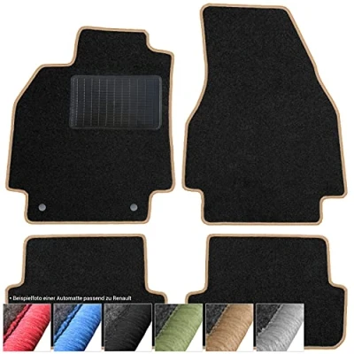 Abbildung von moto MOLTICO Fußmatten Auto Velours Autoteppiche Schwarz Automatten Set 4 teilig passend für Renault Megane IV ab 2016 (Beige Ziernähte)