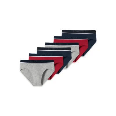 Abbildung von Schiesser 6 PACK Slip, Herren, Größe: XXL, Grau rot blau