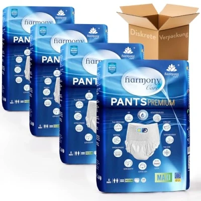 Abbildung von Harmony Care Windeln für Erwachsene MAXI diskrete Windelhosen Pants (Erwachsenen Windel mit Auslaufsschutz, 32 St., saugstarke Inkontinenzpants Frauen und Männer), bequemen Tragegefühl