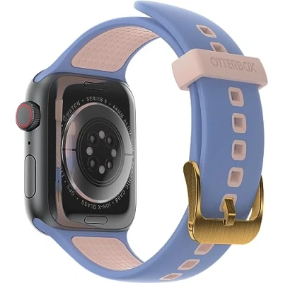 Abbildung von OtterBox All Day Uhrenarmband für Apple Watch Series 9/8/7/6/SE 2. gen/SE 1. gen/5/4/3 42mm/44mm/45mm, Weiches, Angenehmes und Strapazierfähiges Silikonband Watch, Blau/Beige