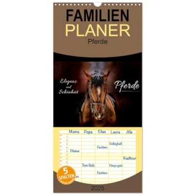 Abbildung von Familienplaner 2025 Eleganz und Schönheit Pferde mit 5 Spalten (Wandkalender, 21 cm x 45 cm), CALVENDO