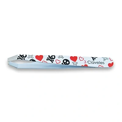 Abbildung von 3 Claveles Pinzette, Krabbenspitze, verziert, Skull Lover Kollektion, rostfreier Stahl, 9,5 cm, cm