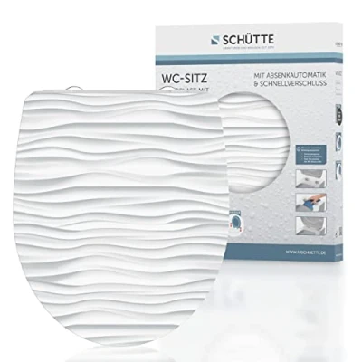 Abbildung von Schütte WC Sitz &quot;White Wave&quot;, Duroplast, mit Absenkautomatik und Schnellverschluss, High Gloss