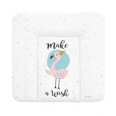 Abbildung von Schnucky Wickelauflage weiche Baby Wickelunterlage, Wickeltischauflage, wasserdicht und abwaschbar, für Wickeltisch/Wickelkommode geeignet. [75 x 72 cm, Flamingo]
