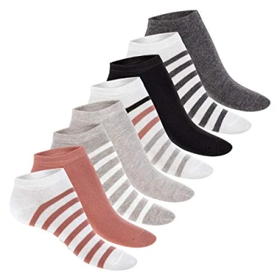 Abbildung von Footstar Damen Motiv Sneaker Socken (8 Paar), Kurze süße Söckchen mit Mustern Weiss Bunt / 8 Paar 39 42