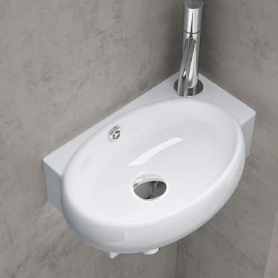Abbildung von doporro Waschbecken Waschschale Aufsatz und Hängewaschbecken Keramik Wandmontage Brü001
