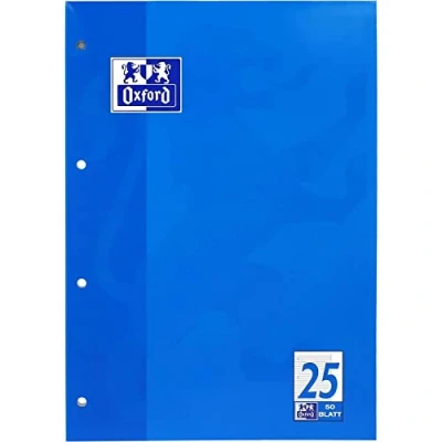 Abbildung von Oxford Schule Schulblock A4, liniert mit Rand, 50 Blatt, blau