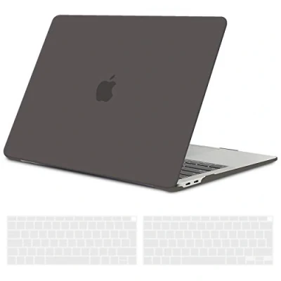 Abbildung von TECOOL Hülle für MacBook Air 13 Zoll Retina 2021 2020 2019 2018 (M1 A2337/A2179/A1932), Ultradünn Schutzhülle Hartschale Matt Case + EU Tastaturschutz neu Mac 13&quot; mit Touch ID, dunkelgrau