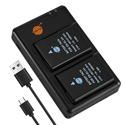 Abbildung von DSTE 2PCS EN EL14(1600mAh/7.4V) Batterie Ladegerät Compatible für Nikon Coolpix P7000, P7100, P7700, Df, D3100, D3200, D3500, D5100, D5200, D5300 Digital Kamera,Nikon Griff BG 2G