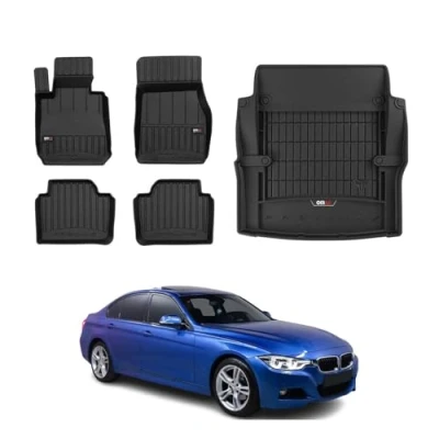 Abbildung von OMAC Fußmatten &amp; Kofferraumwanne Set kompatibel mit BMW 3er F30 2011 2018 Gummi Schwarz 5X