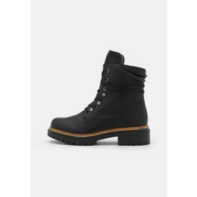 Abbildung von Rieker Damen Schnürstiefeletten 72621, Frauen Stiefeletten,halbstiefel,Kurzstiefel,uebergangsschuhe,uebergangsstiefel,schwarz (00),41 EU / 7.5 UK