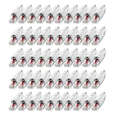 Abbildung von 100 Stück Netzwerkstecker werkzeuglos RJ45 CAT6 LAN UTP Kabel Stecker ohne Werkzeug werkzeugfrei CAT5 CAT7 Verlegekabel Patchkabel Netzwerkkabel Toolless Modular Plug Connector Crimpstecker