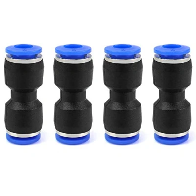 Abbildung von QWORK Gerade Pneumatik Steckverbinder, Pneumatikverbinder, Steckanschluss für Luft &amp; Wasser, 6mm, 4 Stück