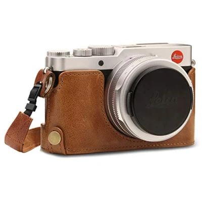 Abbildung von MegaGear MG1604 Leica D Lux 7 Ever Ready Echtleder Kamera Halbtasche mit Trageriemen Braun
