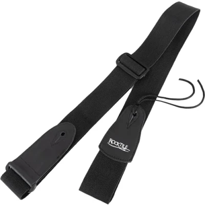 Abbildung von Rocktile Gitarrengurt Nylon Schwarz Robuster aus Breite: ca. 5 cm Länge verstellbar von 83 bis 142 Farbe: Gurtenden: Kunstleder