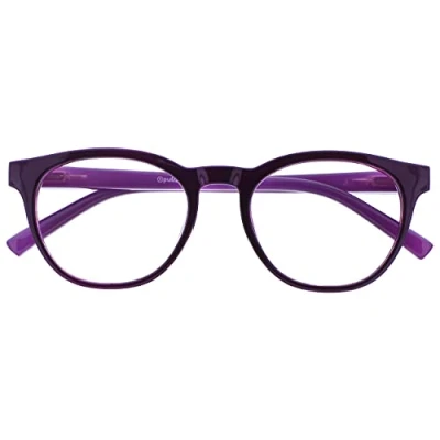 Abbildung von OPULIZE Blu Lesebrille Blaulichtfilter Cool Rund Rahmen Federscharniere Verbessern Den Schlaf Computer Gaming Entspiegelt Lila Herren Damen B5 5 +2.00