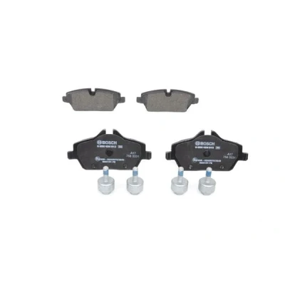Abbildung von BOSCH 0 986 494 813 Bremsbelagsatz Low Metallic mit Anti Quietsch Blech, Schrauben Zubehör BMW: