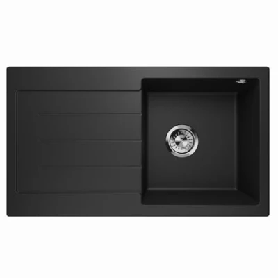 Abbildung von QLS Küchenspüle Master 1.0 Links, Granit Spülbecken, Einbauspüle Einzelbecken mit Abtropffläche 77x44cm