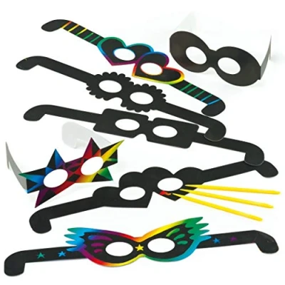 Abbildung von Baker Ross ET606 Kratzbild Brillen Scratch Art für Kinder zum Basteln ideal Fasching und Karneval (12 Stück), Schwarz