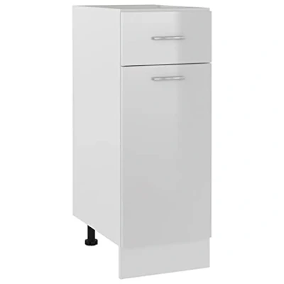 Abbildung von vidaXL Schubunterschrank mit 2 Regalböden 1 Schublade Schrank Küchenzeile Küchenmöbel Unterschrank Küchenschrank Hochglanz Weiß 30x46x81,5cm Holzwerkstoff