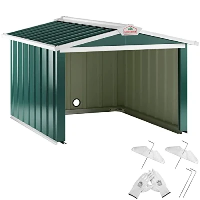 Abbildung von Gardebruk® Mähroboter Garage 86x100x63cm Satteldach Metall Witterungsbeständig 4X Erdanker Carport Rasen Garten Grün