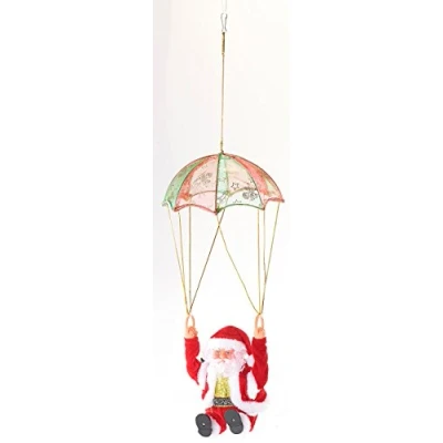 Abbildung von infactory Lustiger Weihnachtsmann: Singender Weihnachtsmann Santa Sky mit Fallschirm (Kletternder Weihnachtsmann, Nikolaus Fallschirm, Weihnachts Kinder)