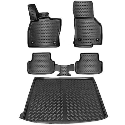 Abbildung von Elmasline Gummimatten &amp; Kofferraumwanne Set für VW Passat B8 Variant ab 2014 Hoher Rand