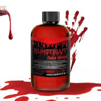 Abbildung von DADAPANGHU 250ml Kunstblut Halloween Schminke, Fake Blood, Blut für Kleidung Haut, Theaterblut Filmblut, Auswaschbar Vampirblut Karneval Mottoparty