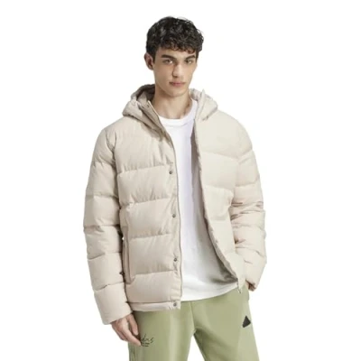 Abbildung von adidas Sportswear Helionic Hooded DOWN Daunenjacke, Herren, Größe: XXL, Beige