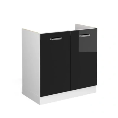 Abbildung von Vicco Spülenunterschrank R Line, Schwarz Hochglanz/Weiß, 80 cm ohne Arbeitsplatte